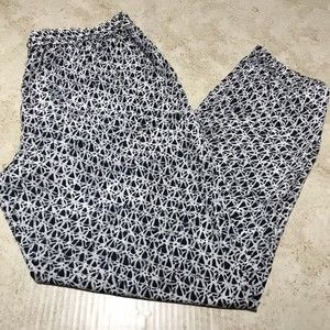 Michael Kors Women’s Drawstring Casual Pants Size 14 Lightweight White Blue